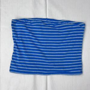Vintage Aeropostale Tube Top Blue Striped Strapless Crop Y2K Tennis Prep Summer